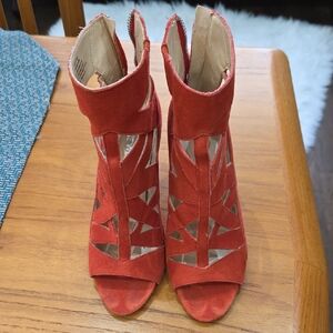 Nine West Red Suede Cutout Heels